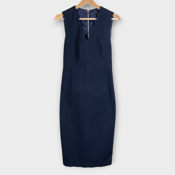 Ted Baker London Sheath Midi Dress TED 1 / US 2 to 4 Eleni Blue Crossover EUC - Picture 3 of 7
